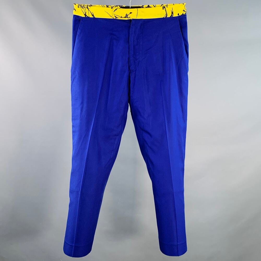 HAIDER ACKERMANN Size 32 Blue Yellow Black Wool Blend Button Fly Casual Pants